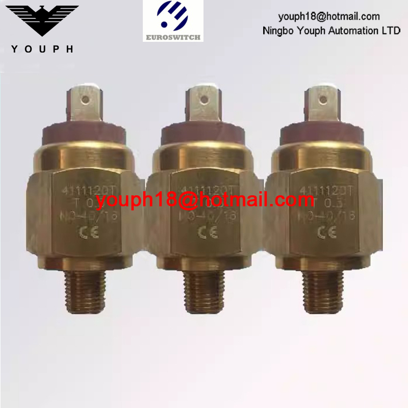 Italie Euroswitch 4111120T 4111520 Connexion électrique Faston 6,3x0,8 / plaque de serrage Plaque en laiton Diaphragm Pression Interrupteur