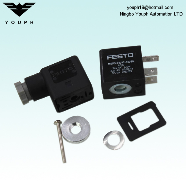 FESTO MSFG-24 / 42-50 / 60 24V DC 4527 Bobine de solénoïde pour les soupapes de solénoïde Tiger Classic MFH-5-1 / 8 MFH-5-1 / 4