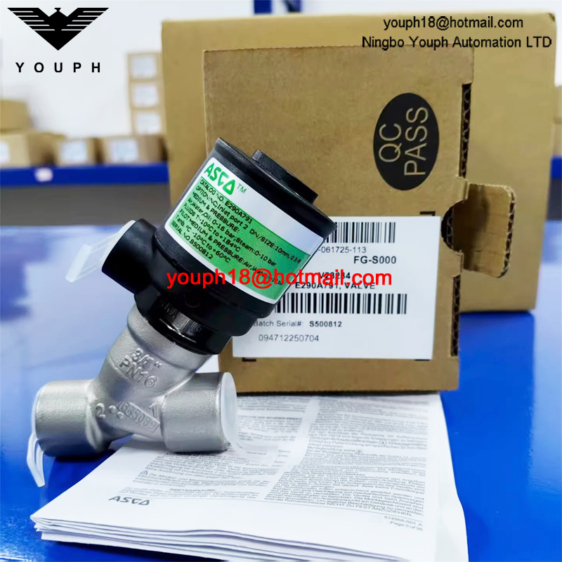 ASCO EMERSON E290A791 G3/8' VALVE à siège angulaire en acier inoxydable, taille 10 mm