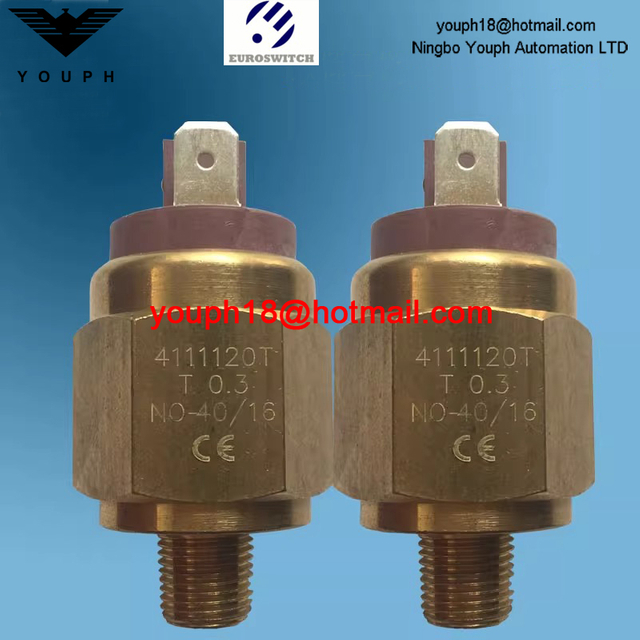 Italie Euroswitch 4111120T 4111520 Connexion électrique Faston 6,3x0,8 / plaque de serrage Plaque en laiton Diaphragm Pression Interrupteur