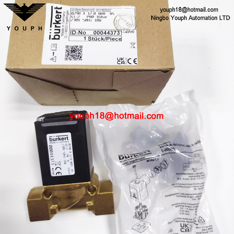 Burkert 00044373 44373 0290 A 12,0 NBR MS Électrovanne 2/2 voies normalement fermée en laiton