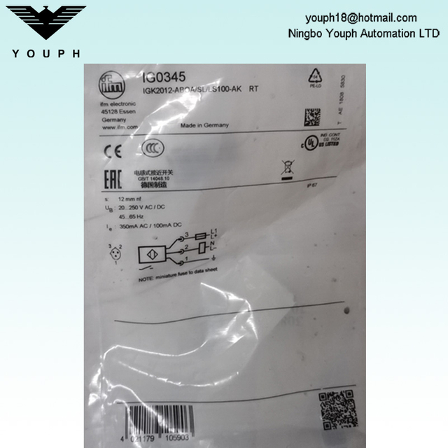 IFM IG0345 IGK2012-ABOA / SL / LS100-AK RT Inductive Capteur