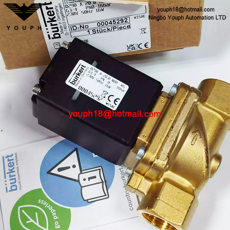 Burkert 00045292 0290 A 20,0 NBR MS 230V 50Hz 16W G3/4' Électrovanne en laiton servocommandée