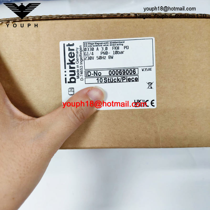 Burkert 00069006 G1/4 0330 A série FKM diaphragme en plastique PVDF corps électrovanne 2/2 voies normalement fermée