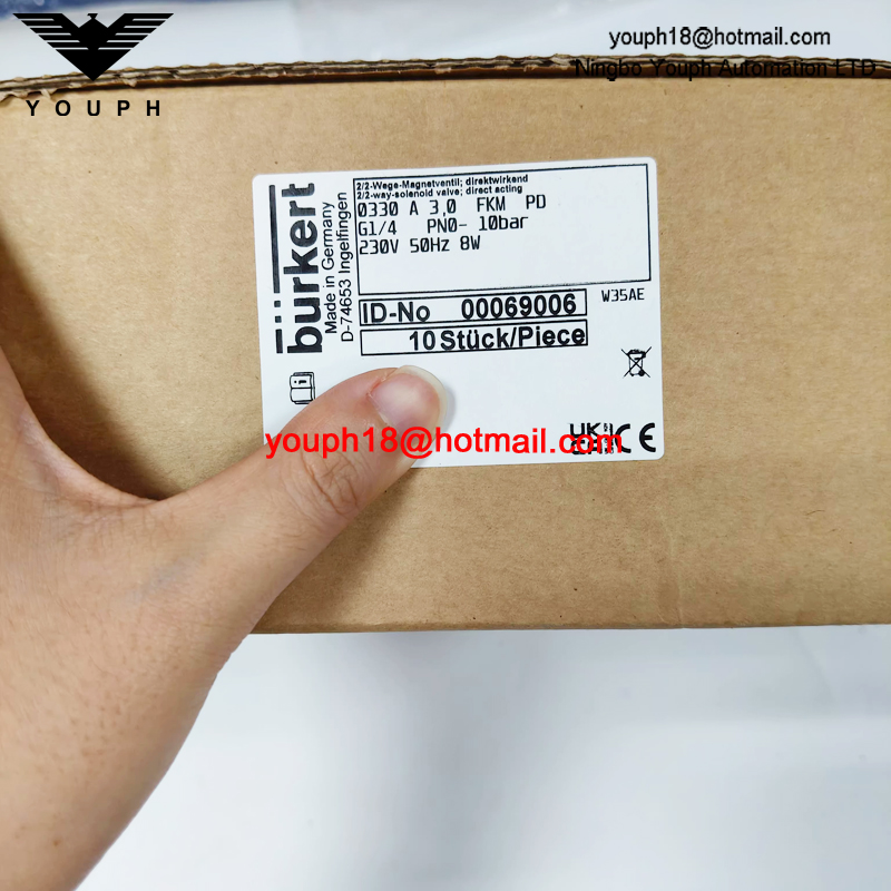 Burkert 00069006 G1/4 0330 A série FKM diaphragme en plastique PVDF corps électrovanne 2/2 voies normalement fermée