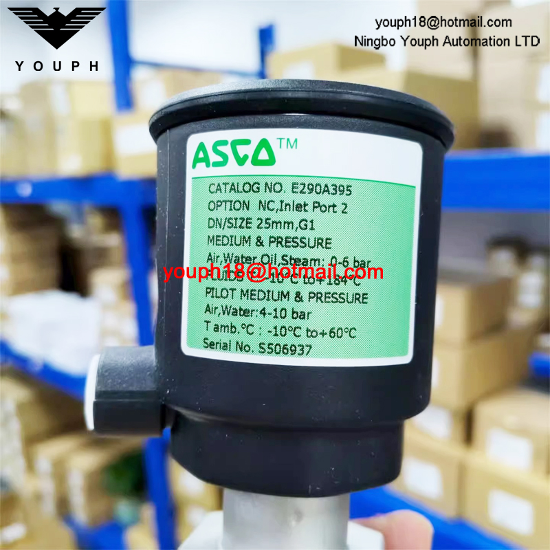 ASCO E290A395 25mm G1' Port EMERSON VALVE de siège d'angle d'huile en acier inoxydable