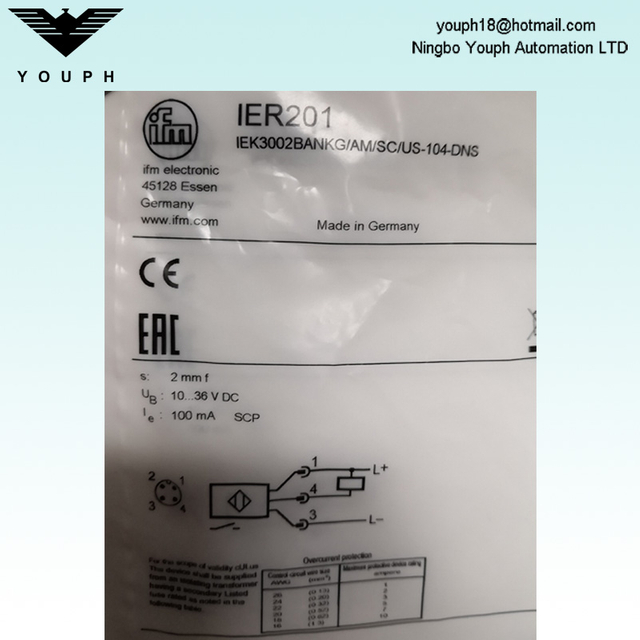 IFM IER200 IER201 IEK3002BANKG / AM / SC / US-104 Capteur inductif en métal inductif