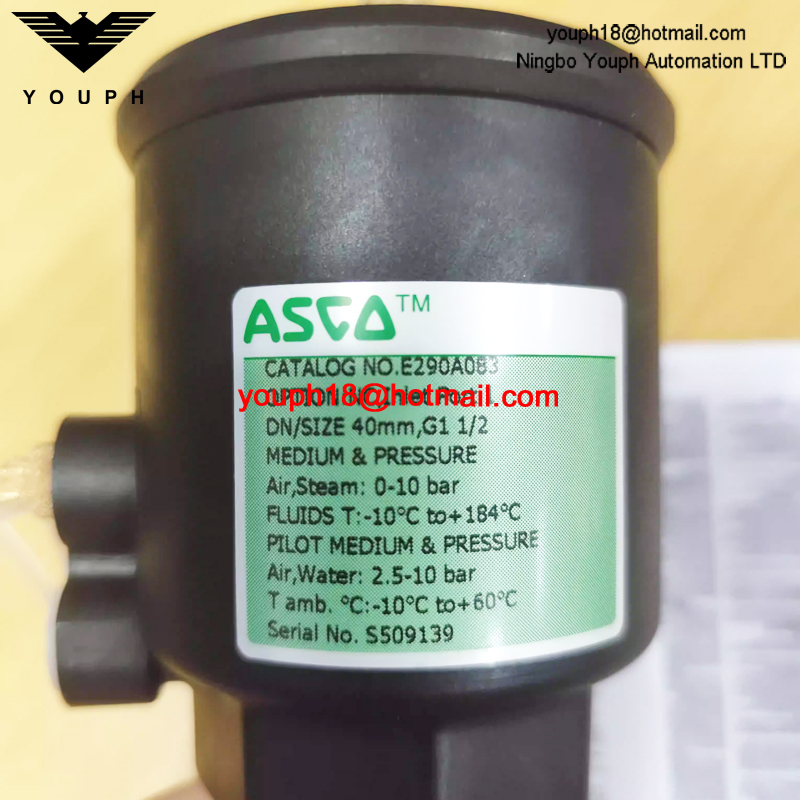 EMERSON ASCO E290A083 taille 40mm G 1-1/2 'VALVE à siège angulaire en acier inoxydable normalement fermée