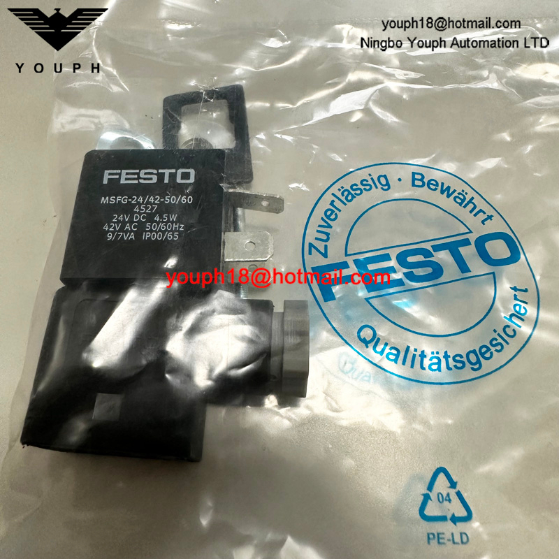 Festo MSFG-24 / 42-50 / 60 4527 24V DC Tiger Classic Solenoïde MFH-5-1 / 8 MFH-5-1 / 4 Coil solénoïde