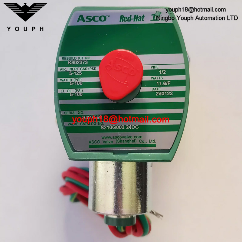 ASCO REAHAT 8210G002 EF8210G002 24VDC 1/2 'Salvelle de solénoïde pilote de corps en laiton